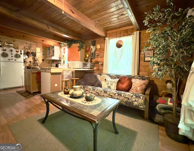 87 Garden Ln, Cleveland, GA 30528 - living area with wood finished floors and wooden ceiling with exposed beams