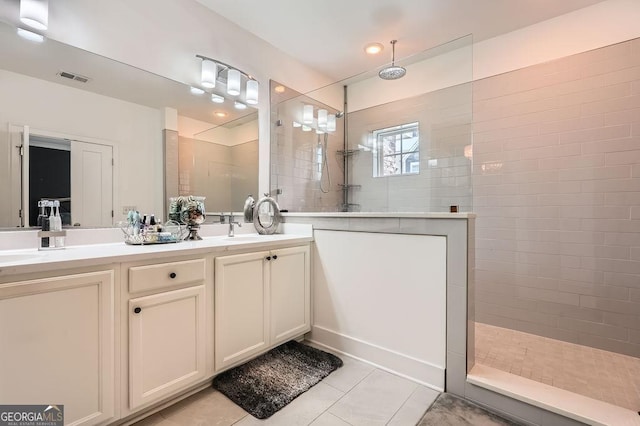 2543 Oakbourne Ln Unit 14, Smyrna, GA 30080 - full bath with double vanity, walk in shower, and tile patterned flooring
