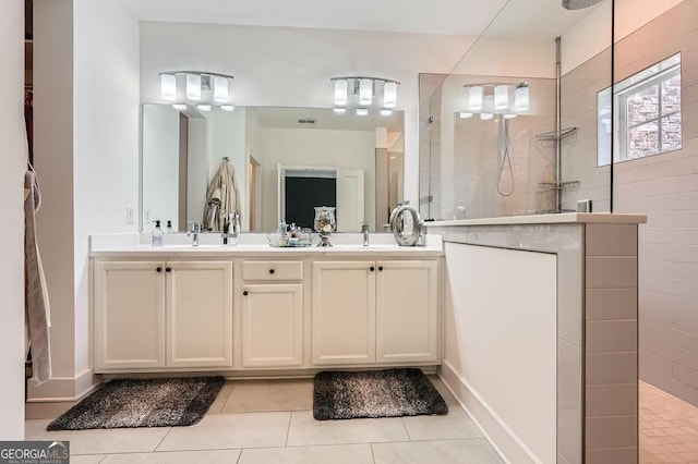 2543 Oakbourne Ln Unit 14, Smyrna, GA 30080 - full bath with tile patterned flooring, a walk in shower, and double vanity