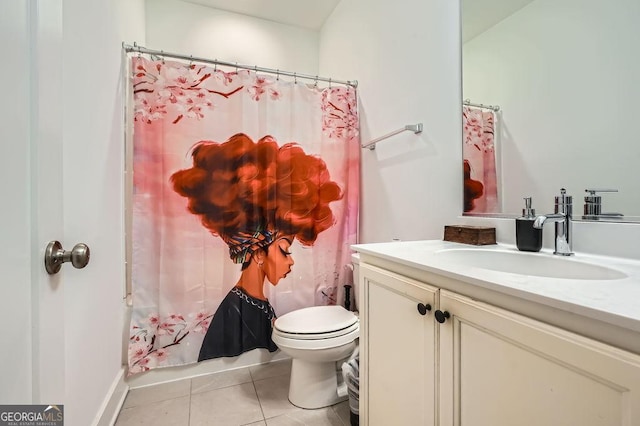 2543 Oakbourne Ln Unit 14, Smyrna, GA 30080 - bathroom featuring vanity, tile patterned floors, toilet, and shower / bath combo