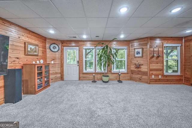 1325 Starboard Way, Cumming, GA 30041 - workout room with carpet, wooden walls, healthy amount of natural light, and recessed lighting
