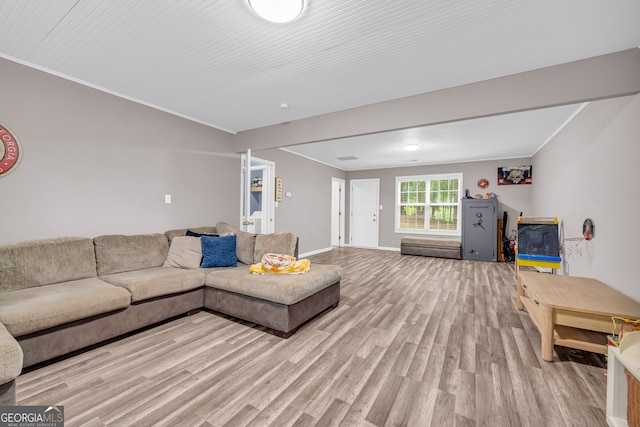131 Glenn Fuller Cir, Commerce, GA 30529 - living room with light wood finished floors, crown molding, and baseboards