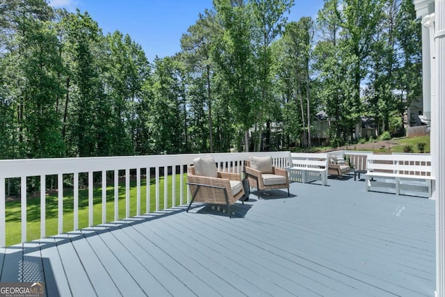 5706 Brookstone Walk NW, Acworth, GA 30101 - deck with an outdoor living space and a yard