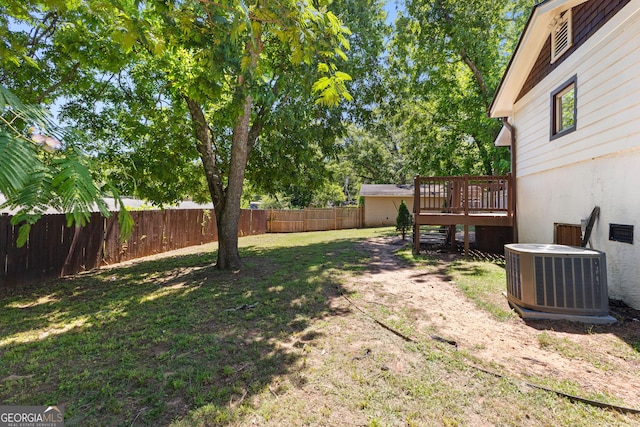 73 Fair St, Newnan, GA 30263 - view of yard featuring cooling unit and a wooden deck