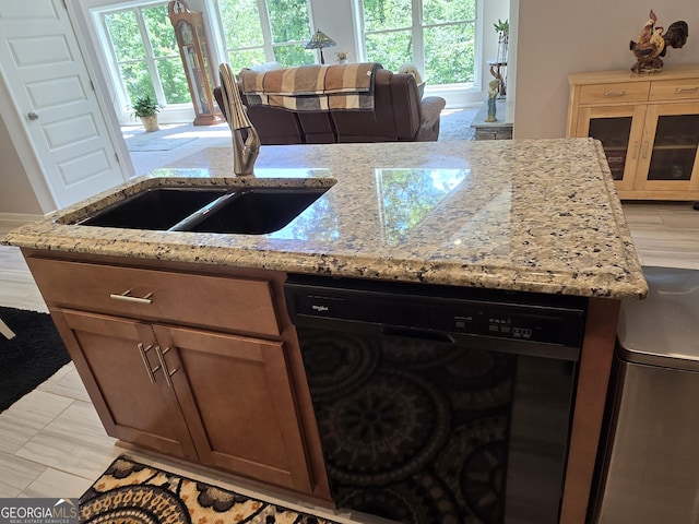 1356 Woodbrier, Sautee Nacoochee, GA 30571 - kitchen with dishwasher, a sink, plenty of natural light, and an island with sink