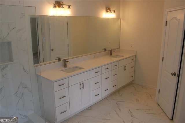 4220 Glad Morning Dr, College Park, GA 30349 - bathroom featuring marble finish floors and double vanity