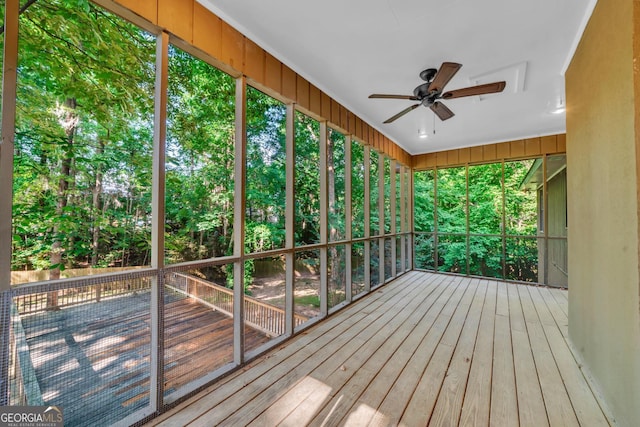 112 White Oak Cir, Dublin, GA 31021 - unfurnished sunroom featuring a ceiling fan