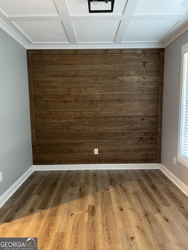 15785 Concord St, Zebulon, GA 30295 - unfurnished room featuring baseboards, coffered ceiling, and wood finished floors