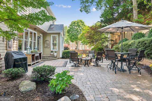 750 Highview Ct, Woodstock, GA 30189 - view of patio with a fire pit and a grill