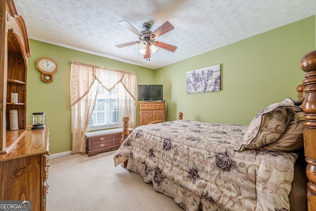 435 Flowering Trl, Grayson, GA 30017 - bedroom with carpet floors, a textured ceiling, and ceiling fan