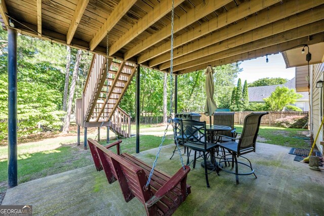 435 Flowering Trl, Grayson, GA 30017 - view of patio / terrace featuring stairway and outdoor dining space