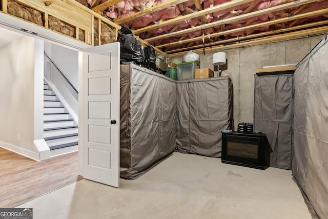 210 Birmingham Rd, Ball Ground, GA 30107 - unfinished below grade area with stairs
