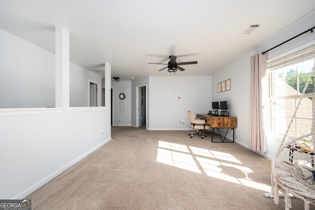 3537 Edenridge Ct, Buford, GA 30519 - carpeted office with a ceiling fan and baseboards