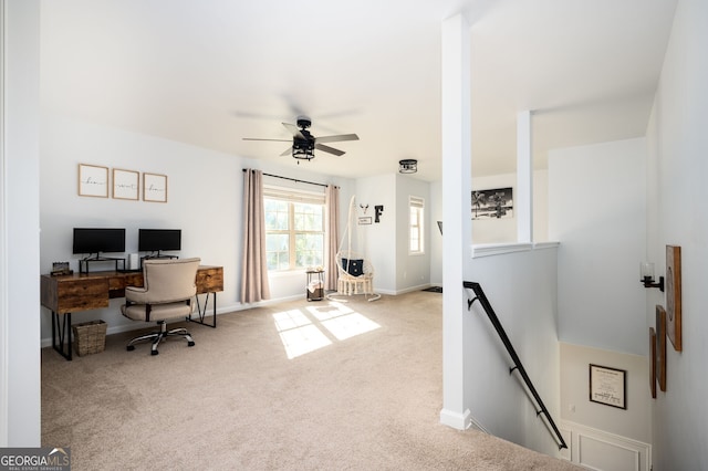 3537 Edenridge Ct, Buford, GA 30519 - home office with carpet floors, ceiling fan, and baseboards