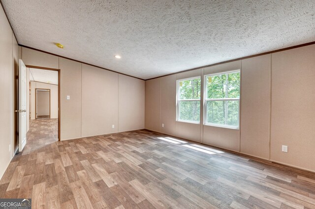 64 Town View Cir, Blairsville, GA 30512 - spare room with a decorative wall, ornamental molding, light wood-style flooring, and a textured ceiling