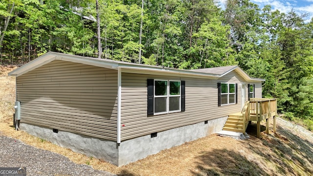 64 Town View Cir, Blairsville, GA 30512 - view of side of home featuring crawl space and a deck