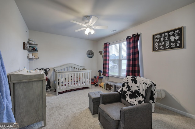 79 Mercer Ln, Cartersville, GA 30120 - carpeted bedroom featuring a ceiling fan and baseboards
