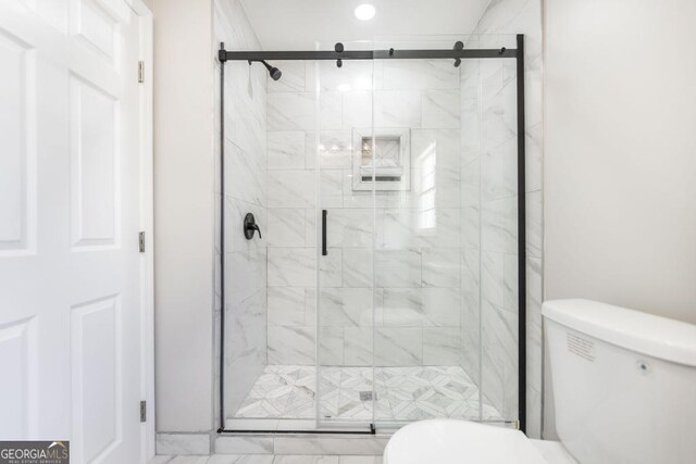 108 Holly St, Warner Robins, GA 31093 - full bath with toilet, a stall shower, and recessed lighting