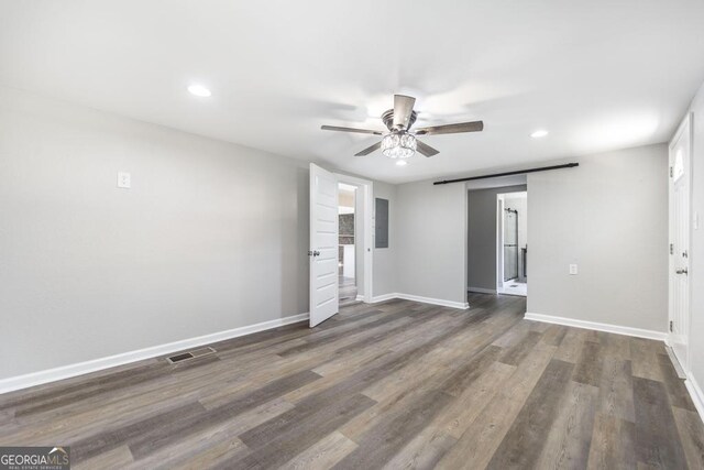 108 Holly St, Warner Robins, GA 31093 - spare room featuring ceiling fan, recessed lighting, baseboards, dark wood-style flooring, and electric panel