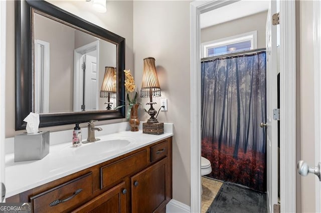 1070 Cureton Dr, Austell, GA 30106 - full bathroom with vanity and a shower with curtain