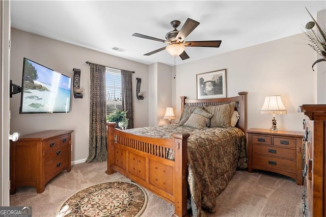 1070 Cureton Dr, Austell, GA 30106 - bedroom featuring light carpet and ceiling fan