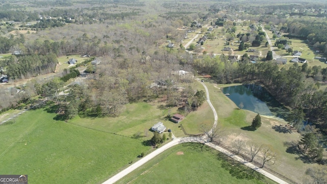595 S Antioch Rd, Mcdonough, GA 30252 - aerial view of property's location with a large body of water and a heavily wooded area