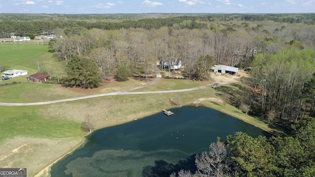595 S Antioch Rd, Mcdonough, GA 30252 - aerial overview of property's location with a heavily wooded area and a nearby body of water