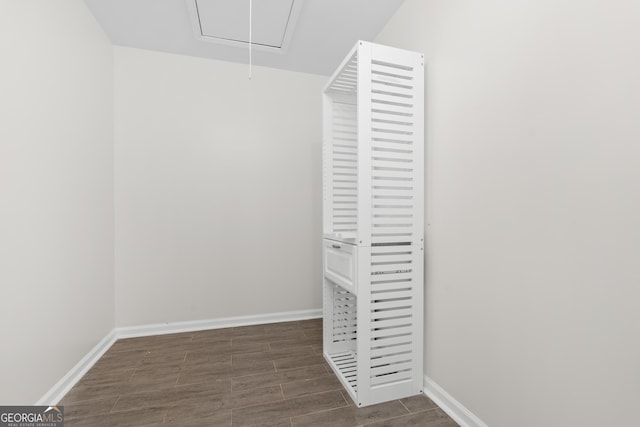 9 Wimbledon Ct, Statesboro, GA 30458 - walk in closet featuring attic access and wood tiled floors