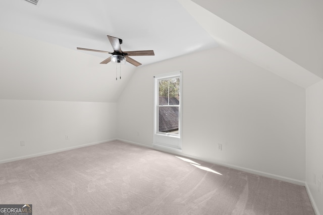 9 Wimbledon Ct, Statesboro, GA 30458 - additional living space with carpet floors, a ceiling fan, lofted ceiling, and baseboards