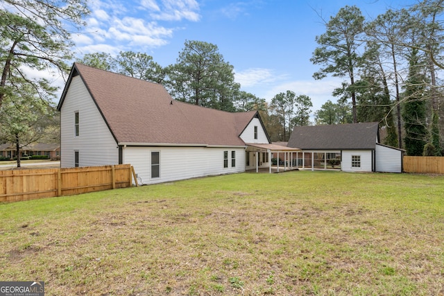 9 Wimbledon Ct, Statesboro, GA 30458 - back of house with a sunroom and a shingled roof