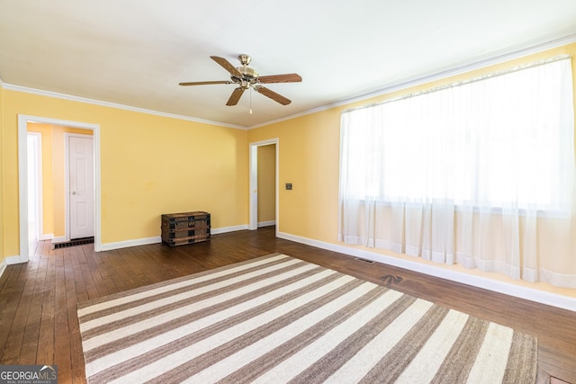 1268 Thomas Rd, Decatur, GA 30030 - unfurnished room featuring hardwood / wood-style flooring, ceiling fan, ornamental molding, and baseboards