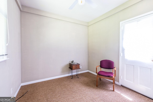 1268 Thomas Rd, Decatur, GA 30030 - sitting room featuring a ceiling fan, carpet floors, and baseboards