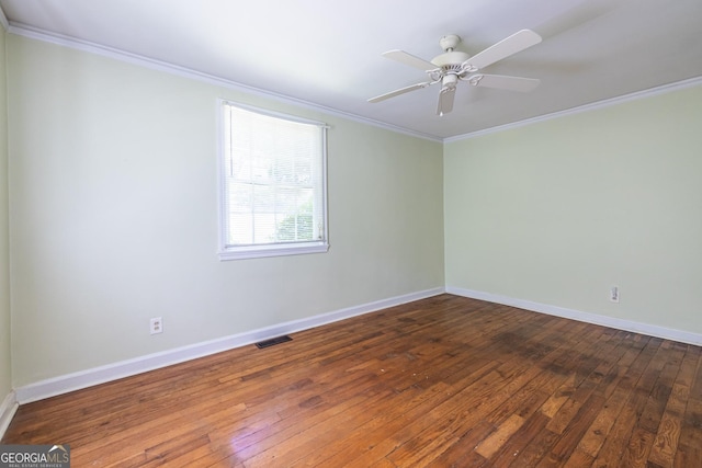 1268 Thomas Rd, Decatur, GA 30030 - empty room featuring ornamental molding, hardwood / wood-style flooring, baseboards, and a ceiling fan