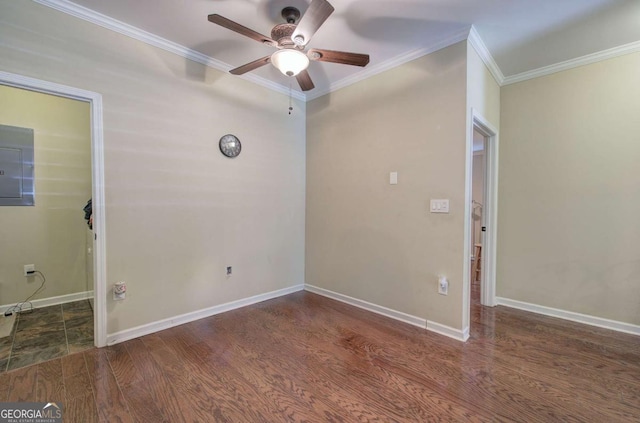 150 Old Mill Rd Unit 331, Cartersville, GA 30120 - unfurnished room featuring ceiling fan, ornamental molding, wood finished floors, baseboards, and electric panel
