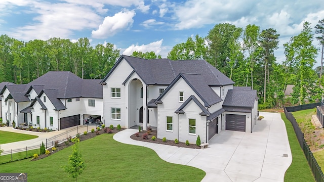 2631 Sardis Way, Buford, GA 30519 - french country style house with driveway, a garage, and roof with shingles