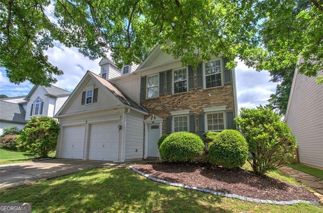 2908 Cottesford Way, Smyrna, GA 30080 - view of front facade with driveway, a garage, a front lawn, and brick siding
