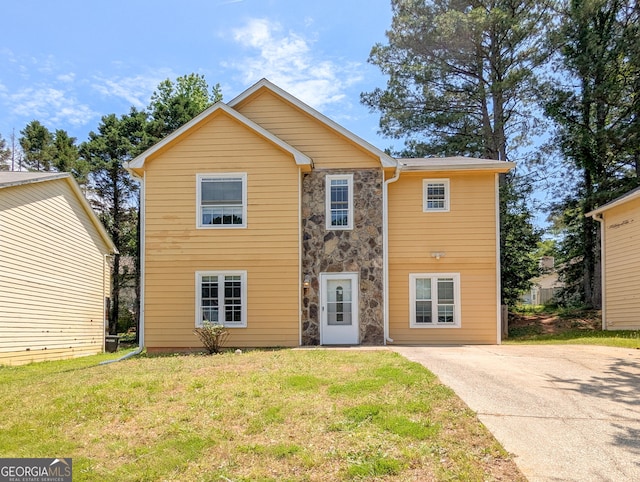2918 Pavia Cir, Austell, GA 30106 - view of front of property with stone siding and a front yard