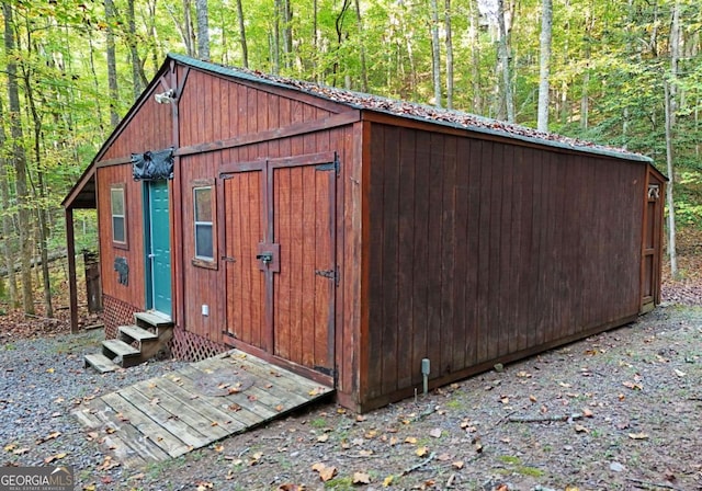 151 Hatchet Trl, Cherry Log, GA 30522 - view of outbuilding featuring entry steps and a wooded view