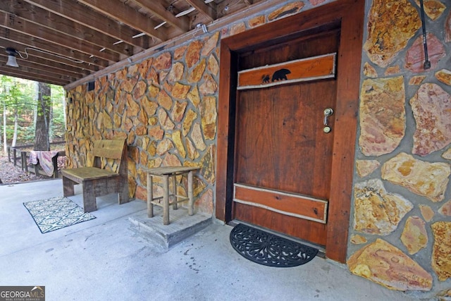 151 Hatchet Trl, Cherry Log, GA 30522 - doorway to property featuring stone siding