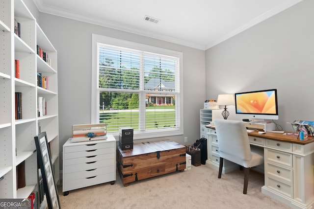 130 Edgewater Trl, Fayetteville, GA 30215 - office with ornamental molding and carpet flooring