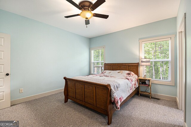 562 Yonah Lake Dr, Sautee Nacoochee, GA 30571 - bedroom with carpet flooring, baseboards, and a ceiling fan