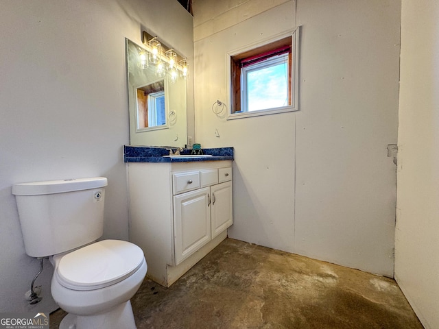 134 Roy Dean Rd, Buchanan, GA 30113 - half bath featuring unfinished concrete floors, vanity, and toilet
