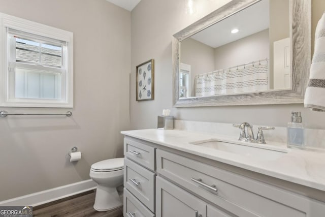 194 Pistachio Ln, Kingsland, GA 31548 - bathroom with vanity, toilet, baseboards, and wood finished floors