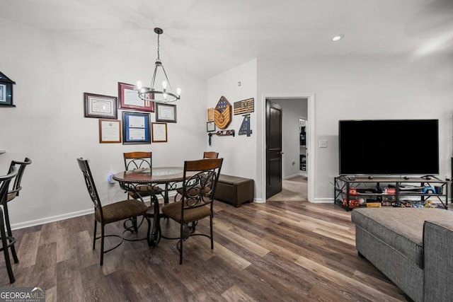 870 Mayson Turner Rd NW Unit 1111, Atlanta, GA 30314 - dining space featuring wood finished floors, a chandelier, baseboards, and recessed lighting