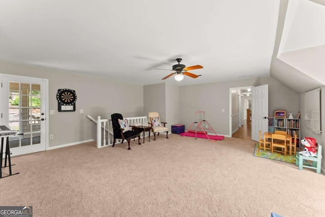4223 N Mountain Rd NE, Marietta, GA 30066 - rec room featuring carpet flooring, a ceiling fan, and baseboards