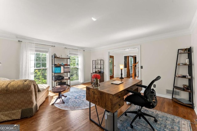 4223 N Mountain Rd NE, Marietta, GA 30066 - office with ornamental molding, wood finished floors, and baseboards