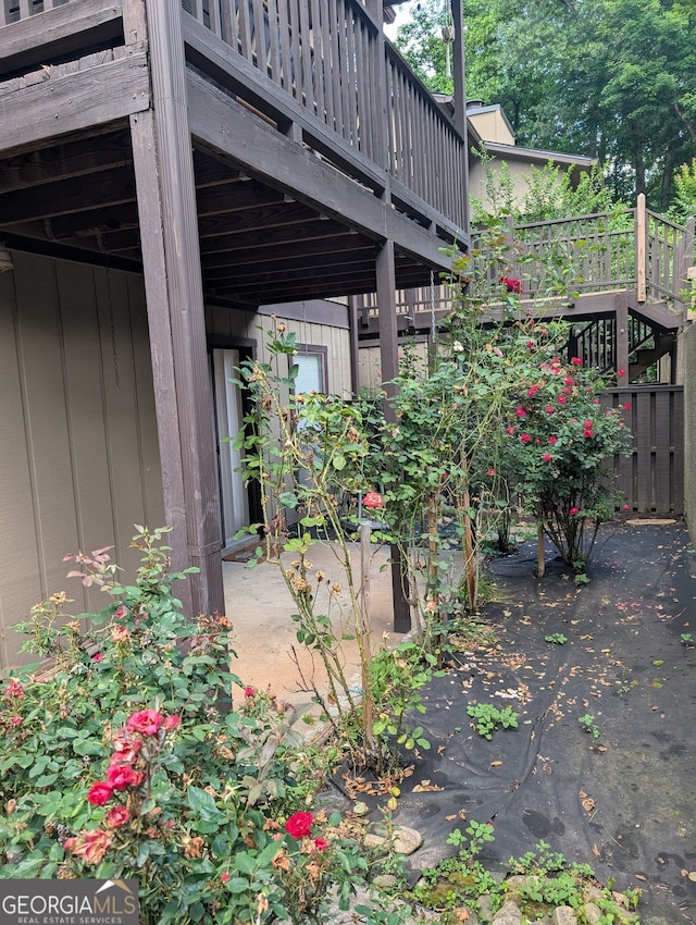 206 River Run, Atlanta, GA 30350 - view of patio / terrace featuring stairs and a deck
