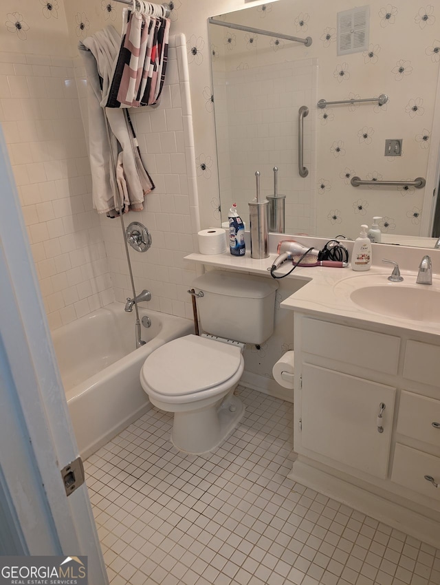 206 River Run, Atlanta, GA 30350 - full bath with toilet, vanity, tile patterned floors, and  shower combination