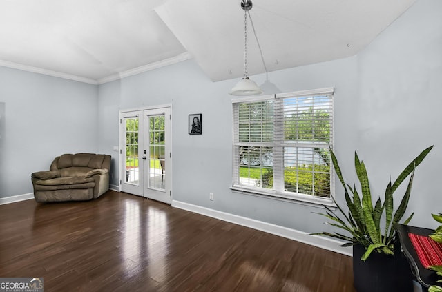 326 Daniel Trent Way, Kingsland, GA 31548 - unfurnished room with french doors, plenty of natural light, wood finished floors, baseboards, and ornamental molding