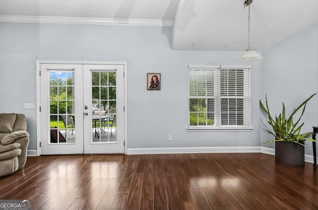 326 Daniel Trent Way, Kingsland, GA 31548 - entryway with french doors, crown molding, wood finished floors, and baseboards